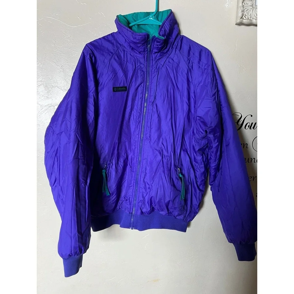 Vintage Columbia Sportswear Radial Sleeve Puffer Jacket Teal Purple Mens Large